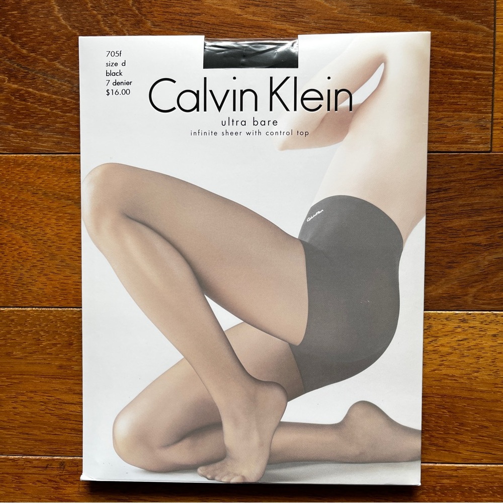 Calvin Klein Ultra Bare Infinite Sheer Control Top Black Pantyhose Size D